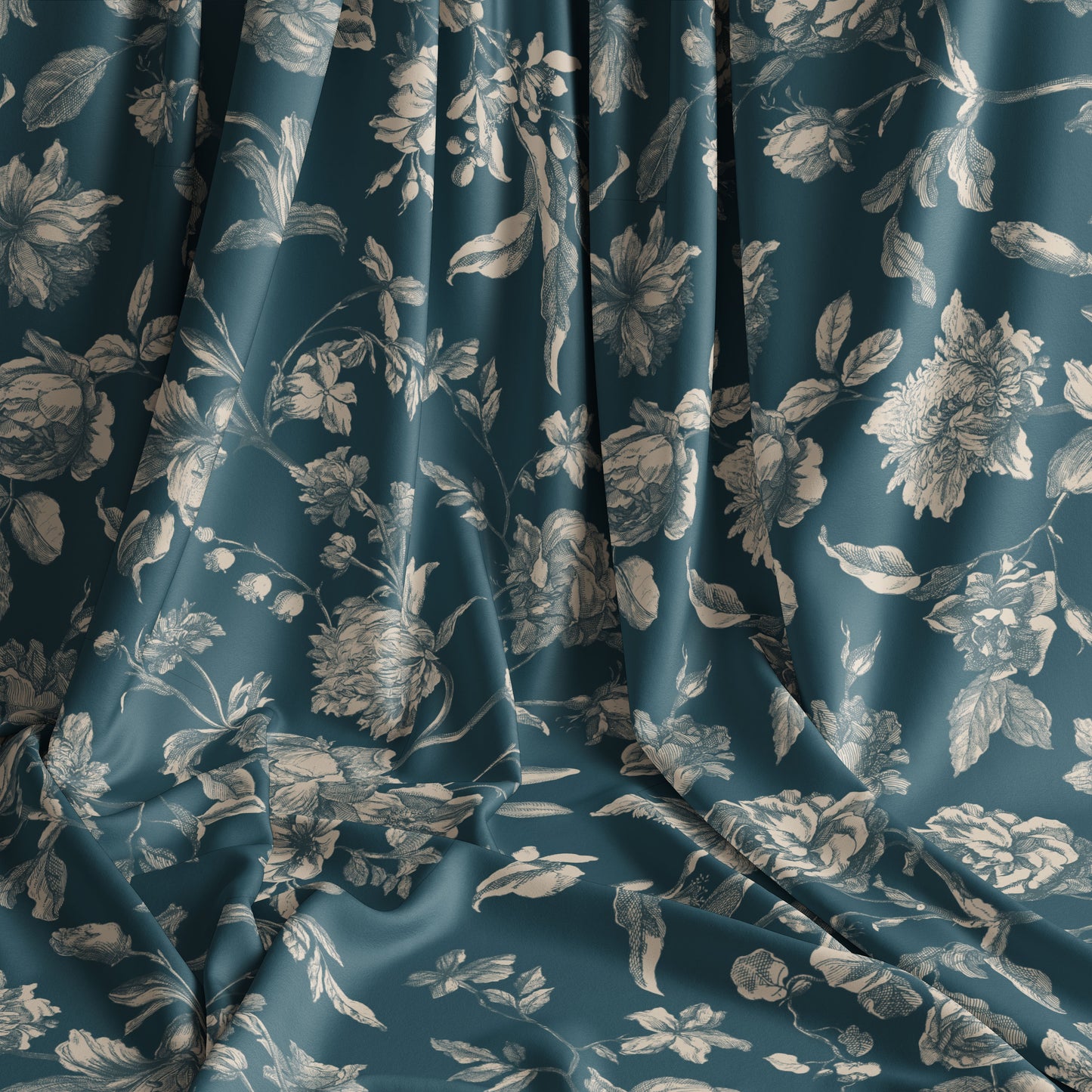 Roses Dark Blue - PRE ORDER 2-4 weeks - Flora Fabrics