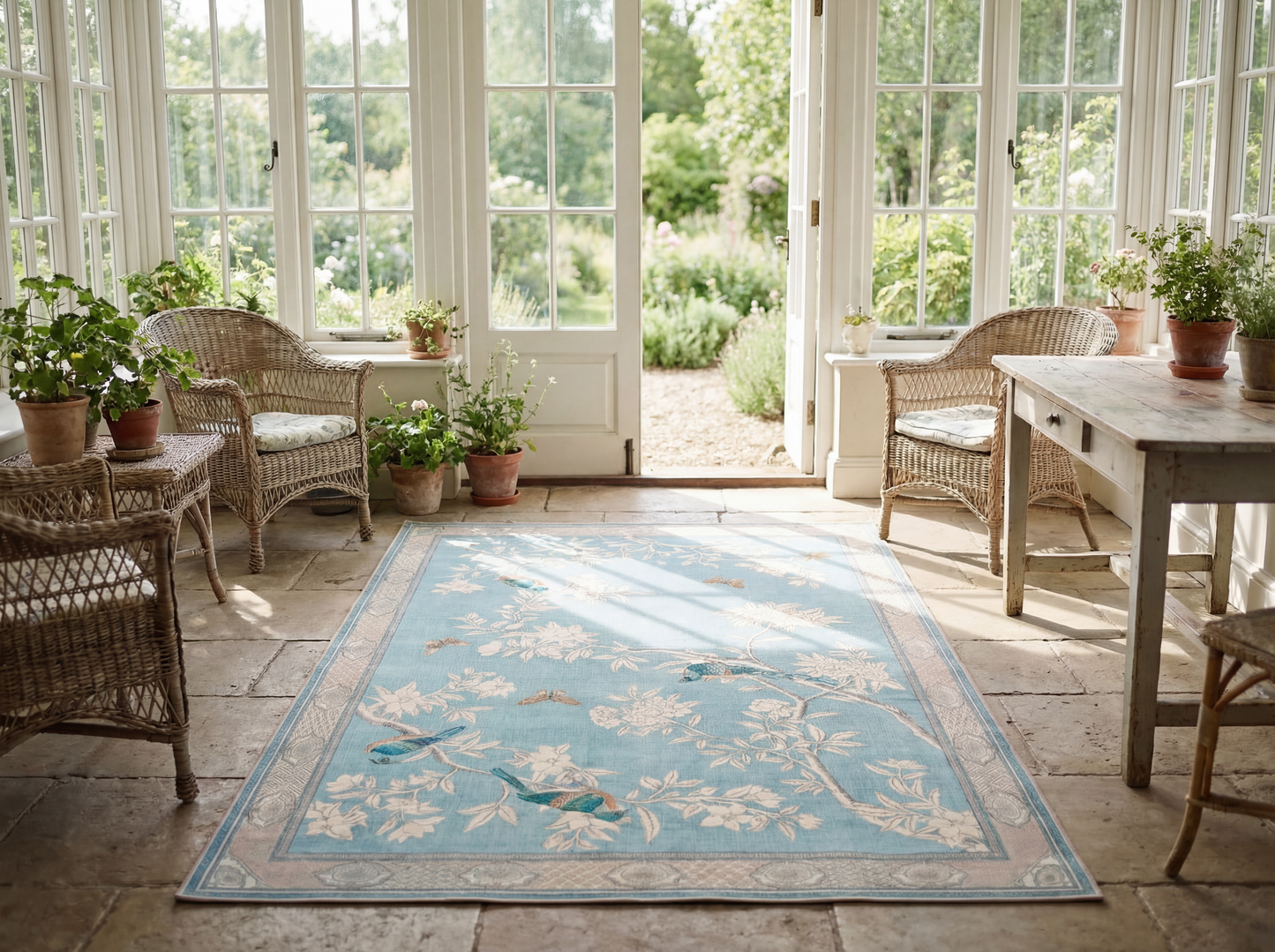 Bird Garden Rug – Aqua