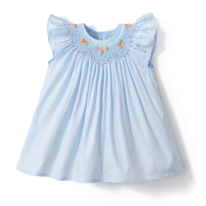 Summer Blue Smocked Dress - Flora Kids
