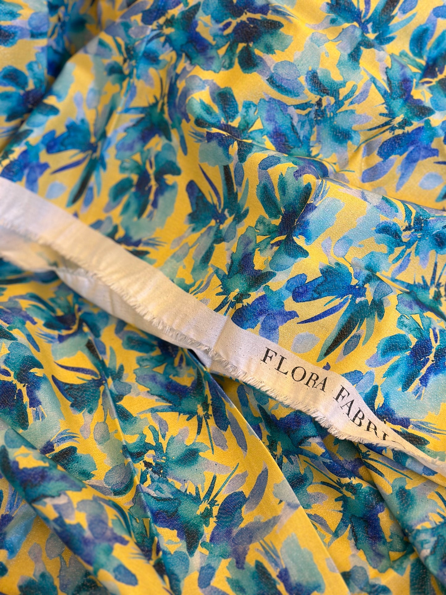 Yellow and Blue - Silver Cotton Glitter - 2024 Flora Fabrics