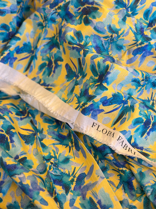 Yellow and Blue - Silver Cotton Glitter - 2024 Flora Fabrics
