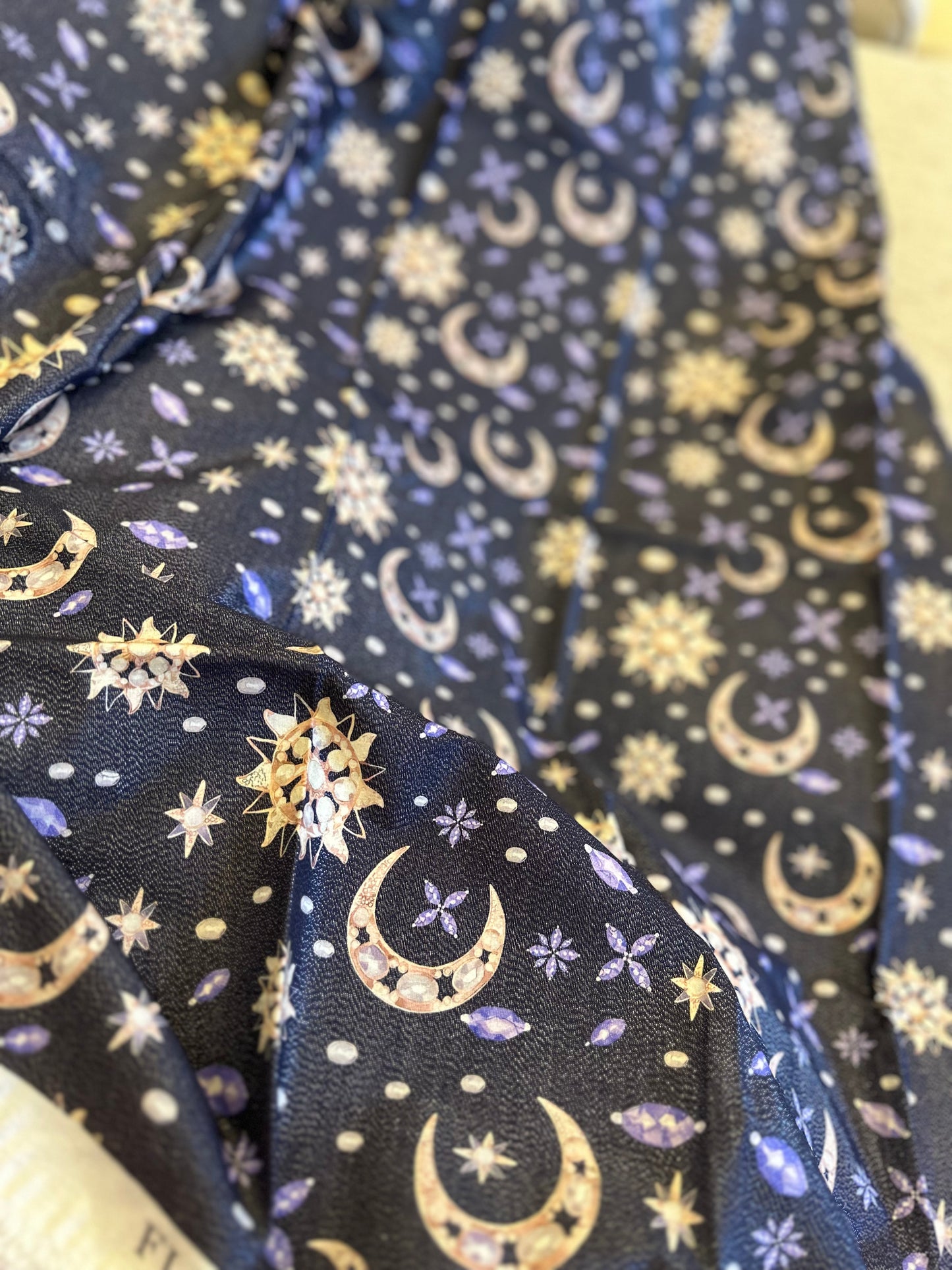 Jeweled  Moons - Silver Cotton Glitter - 2024 Flora Fabrics