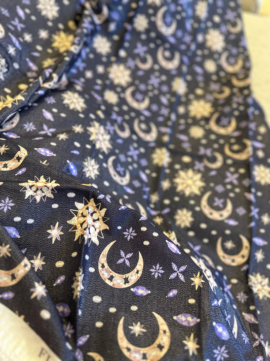 Jeweled  Moons - Silver Cotton Glitter - 2024 Flora Fabrics