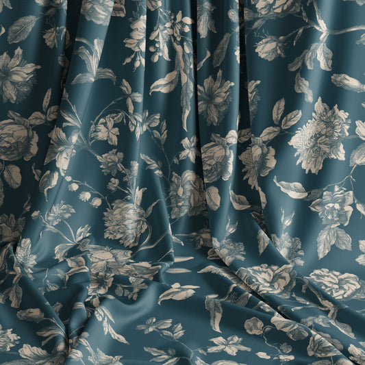 Roses Dark Blue - PRE ORDER 2-4 weeks - Flora Fabrics