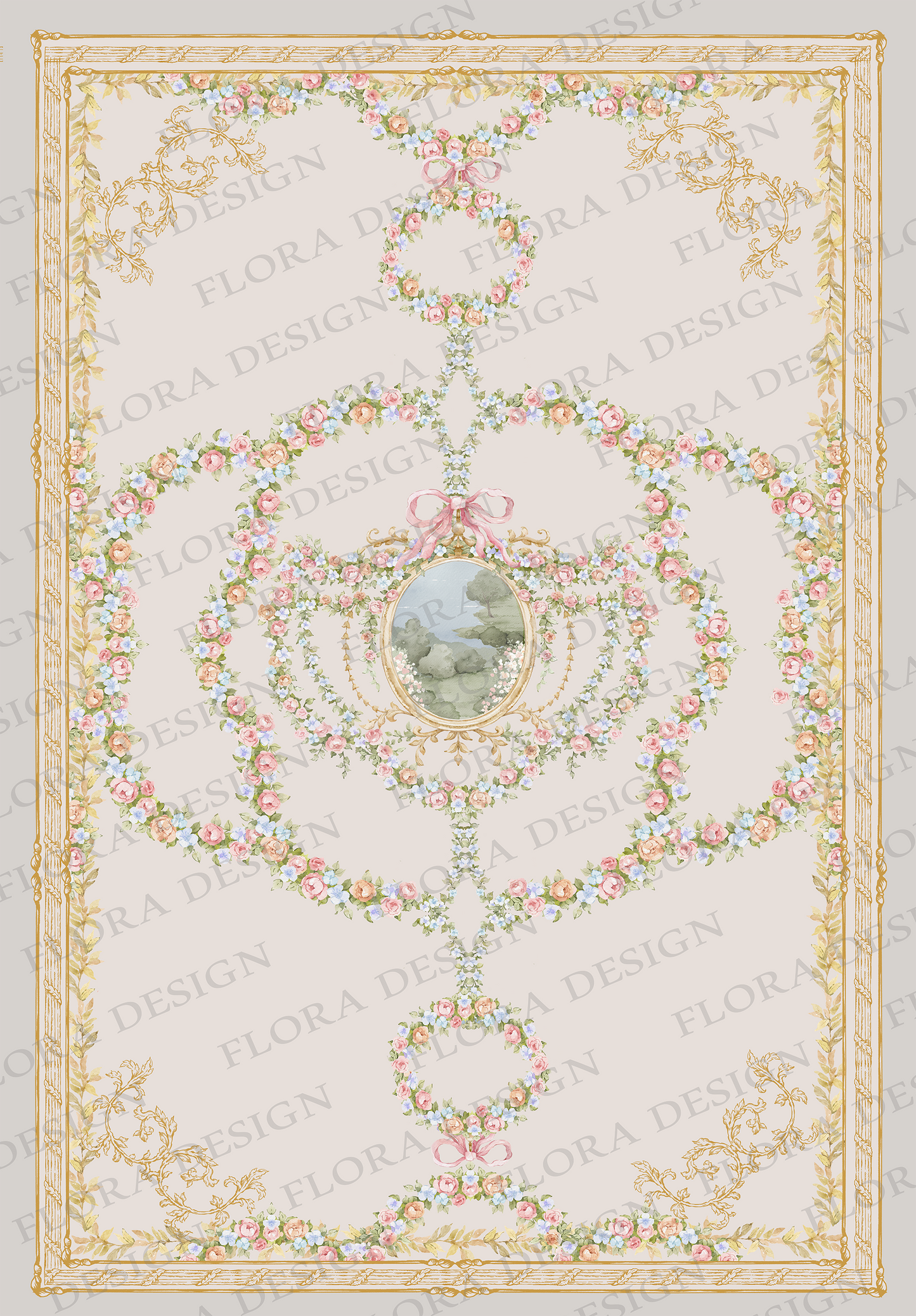 beige Floral Rug