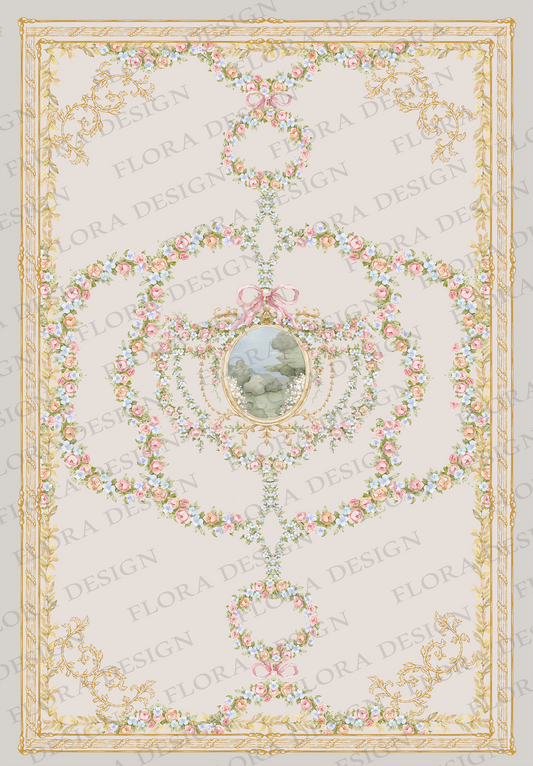 beige Floral Rug