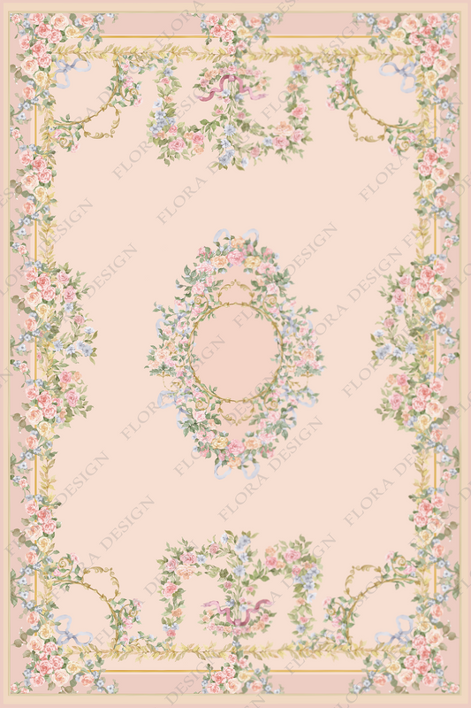 Peach pink Floral Rug