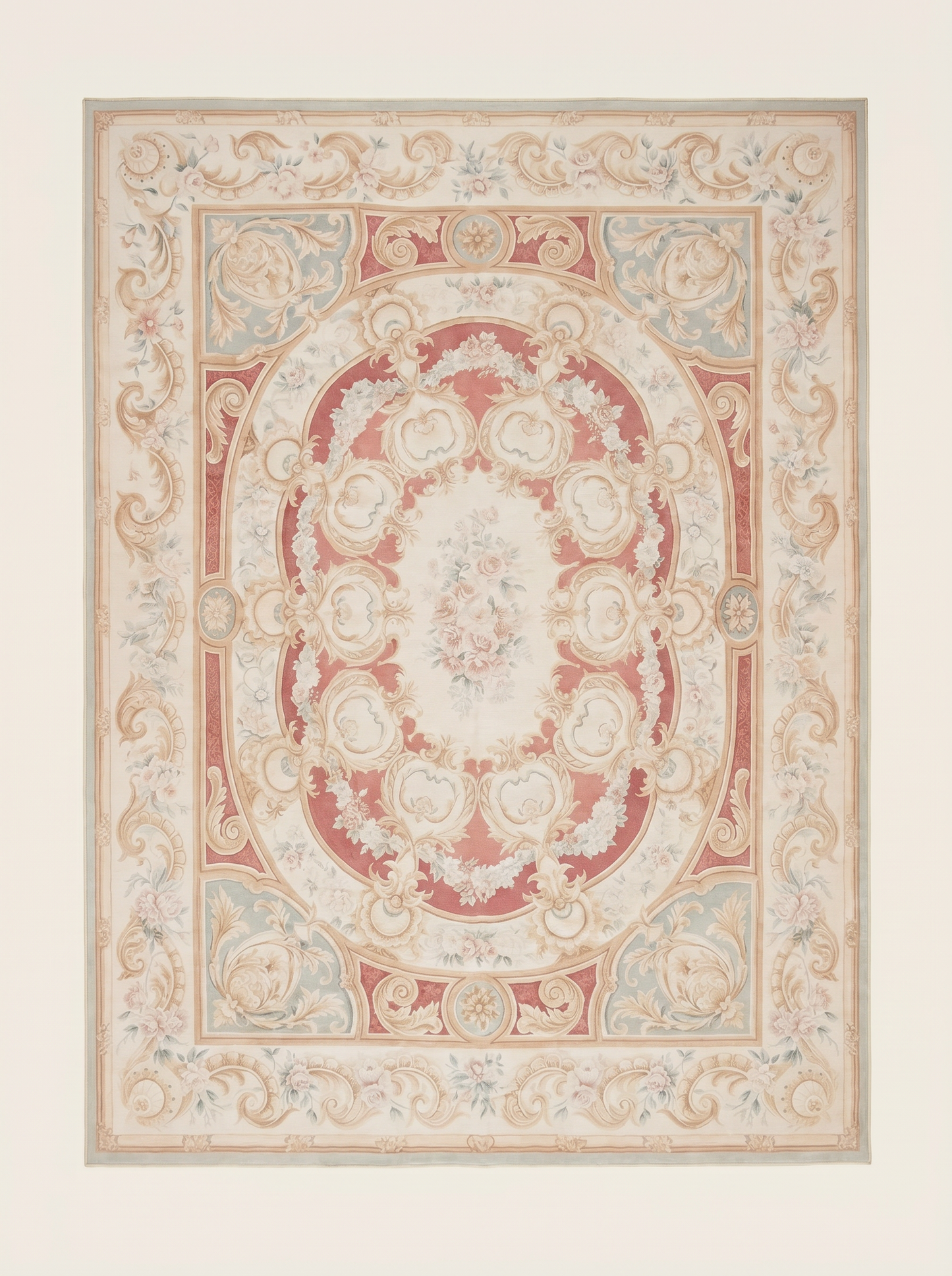 Rococo Oval Rug – Burgundy - 2 × 3 m