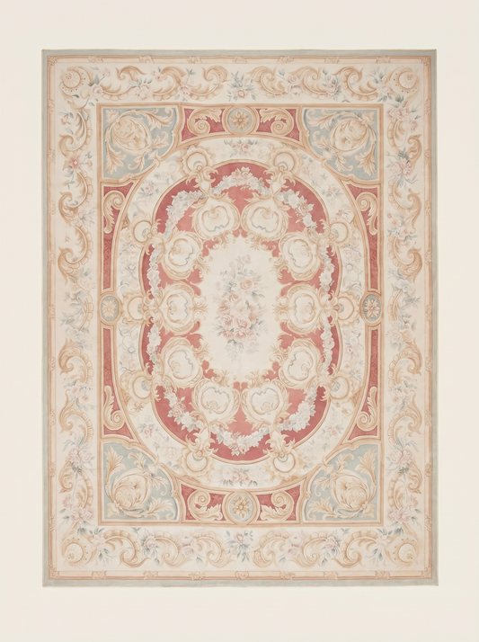 Rococo Oval Rug – Burgundy - 2 × 3 m