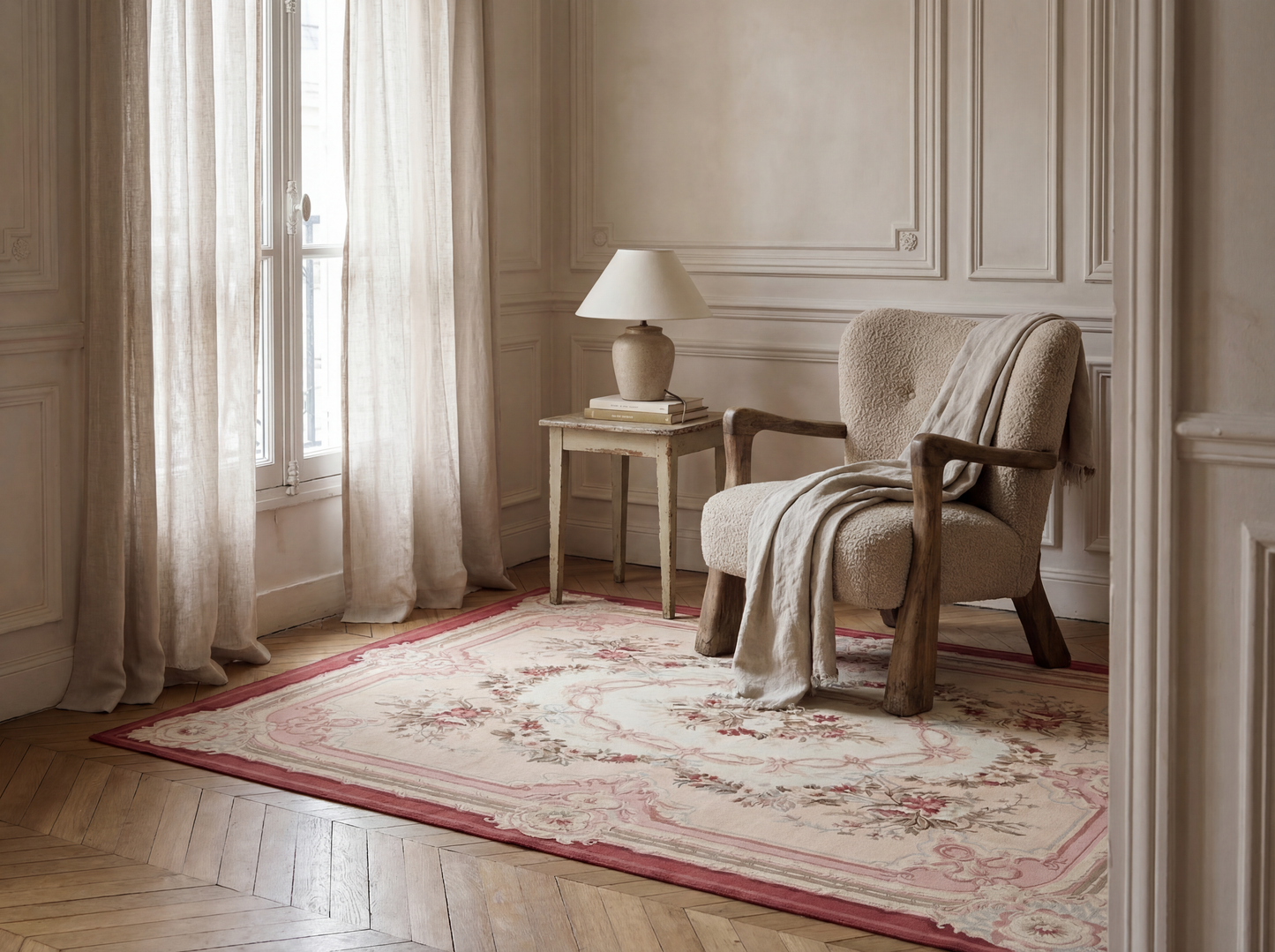 Cream Rose Rug