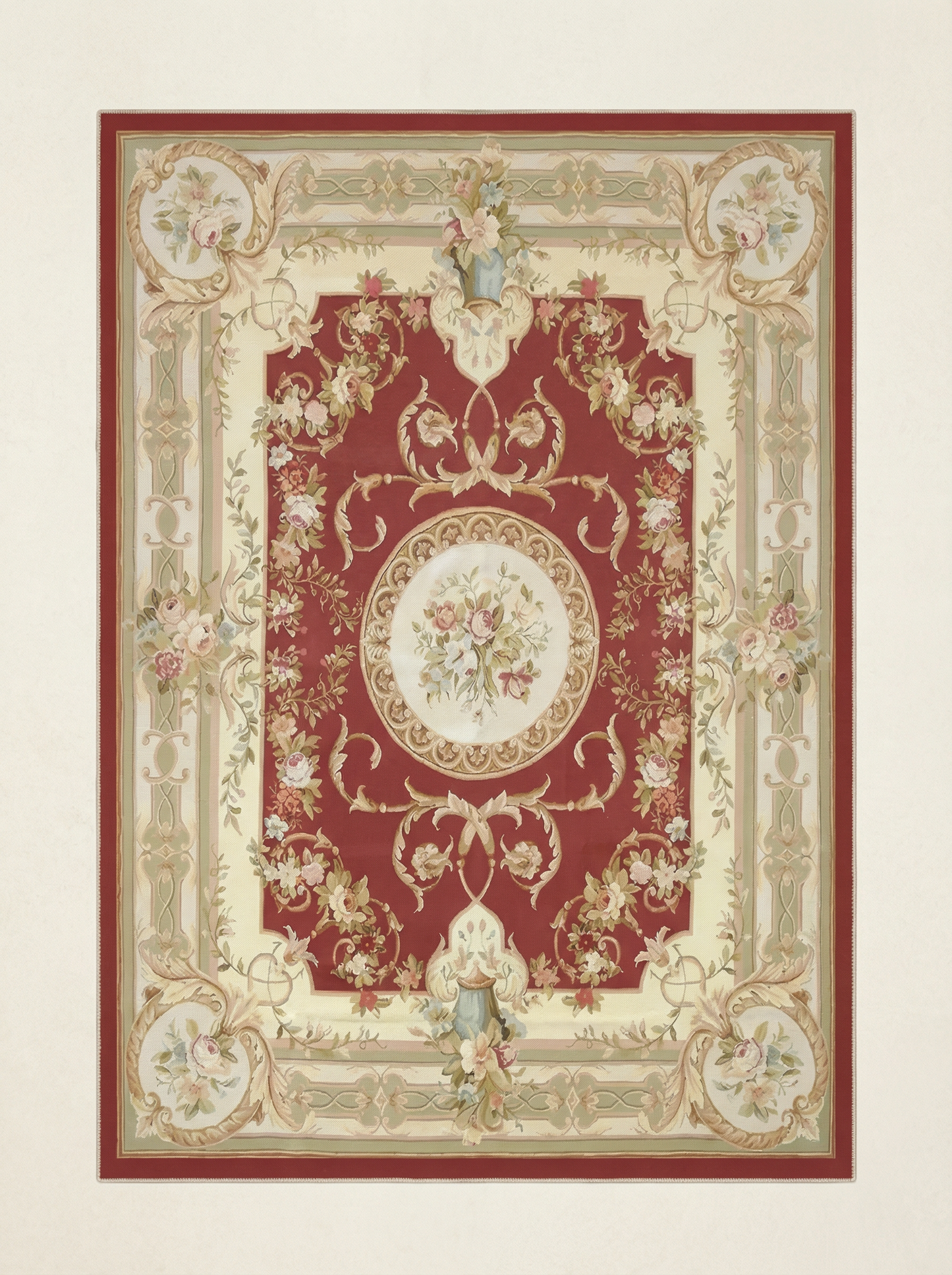 Red Aubusson Style Rug