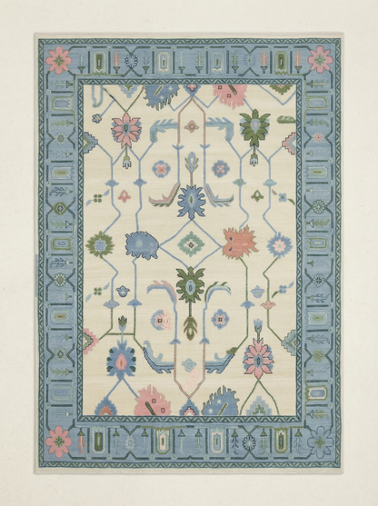 Folk Floral Rug – Blue