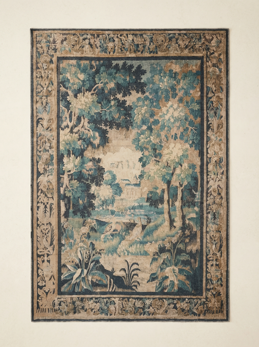 Dark Green Blue Garden Rug